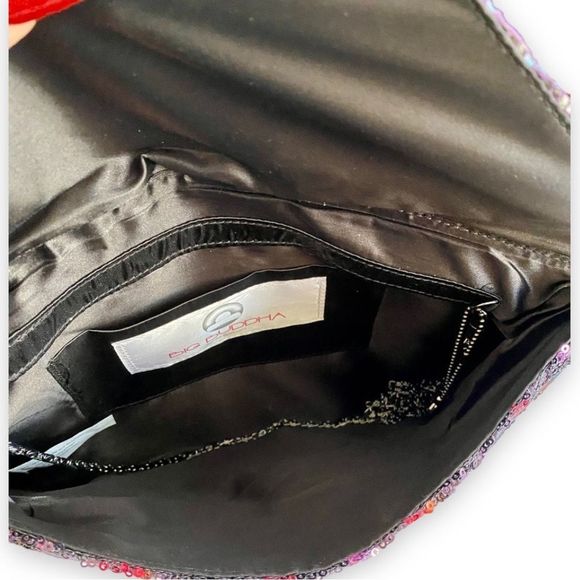 Big Buddha Purple Snakeskin & Sequin Large Clutch Purse - Picture 7 of 9